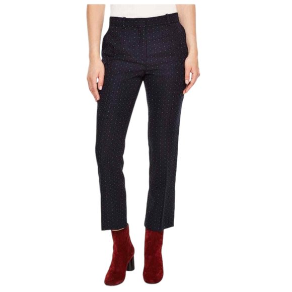 NEW Sandro High Rise Elyse Confetti Marine Crop Leg Trouser - Picture 1 of 8